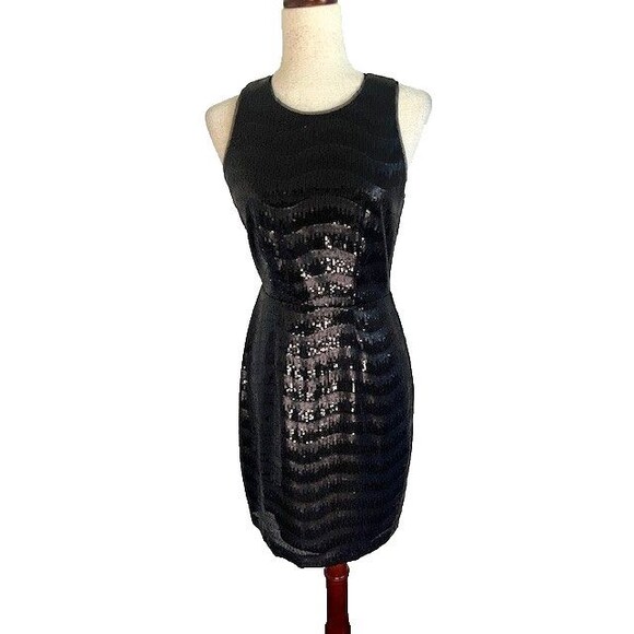 BCBG MAXAZRIA SIZE 4 NERA SEQUIN BACK CUTOUT SHEATH DRESS MSRP $298 NWT - Picture 1 of 12